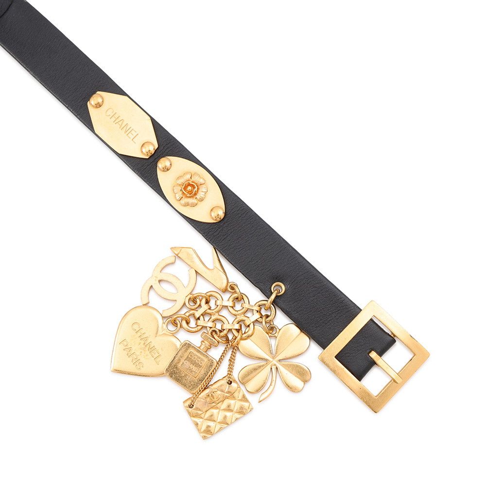 Chanel Belt Charm CC Logo Leather 96P Black Keychain — view 4