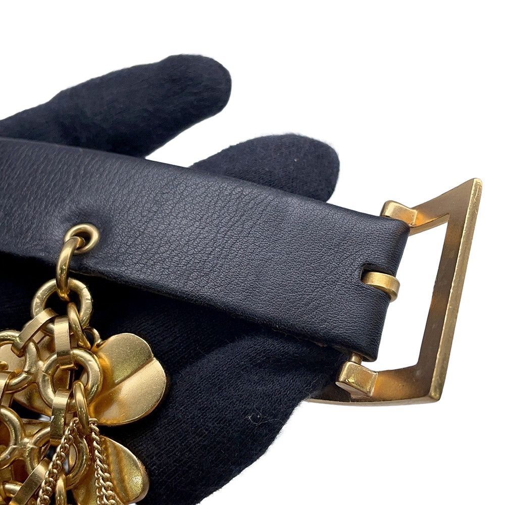 Chanel Belt Charm CC Logo Leather 96P Black Keychain — view 6
