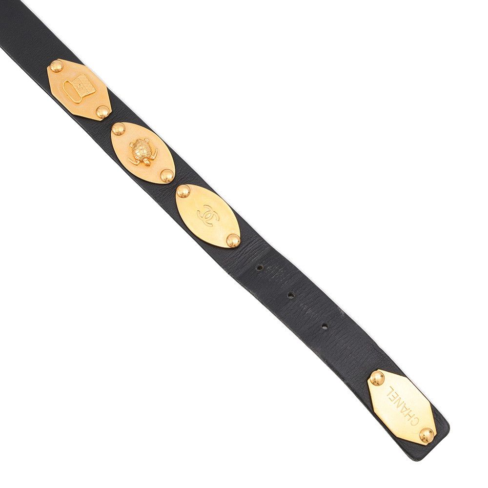 Chanel Belt Charm CC Logo Leather 96P Black Keychain — view 5