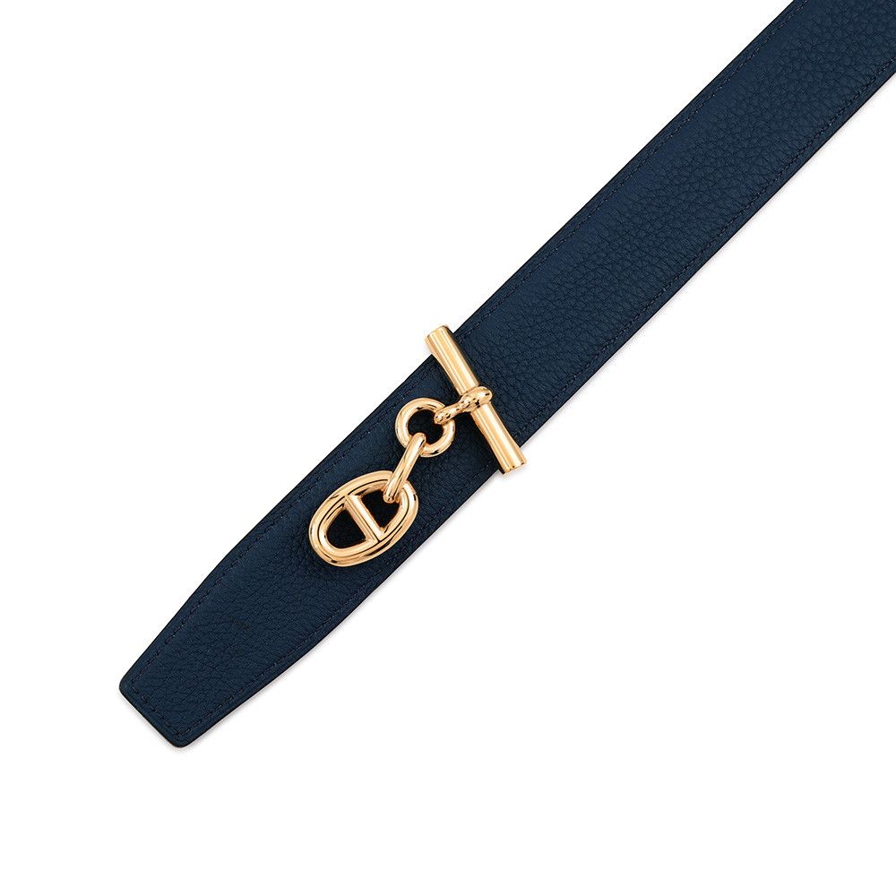 Hermes Belt Yachting Chaine D'ancre Black Bleu Nuit Silver Swift Togo — view 5