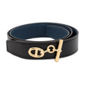 Hermes Belt Yachting Chaine D'ancre Black Bleu Nuit Silver Swift Togo