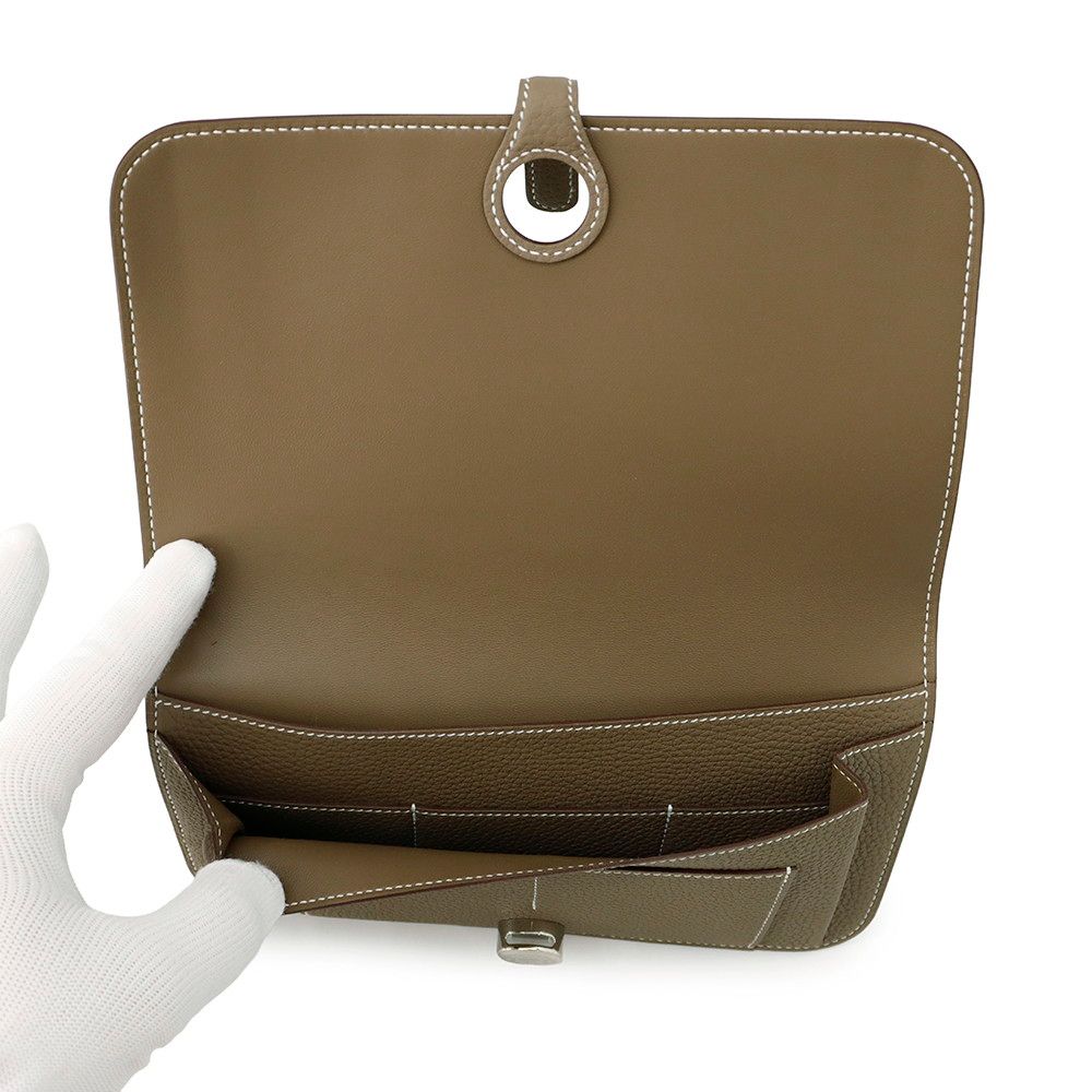 Hermes Wallet Dogon GM Duo Etoupe Silver Togo — view 5