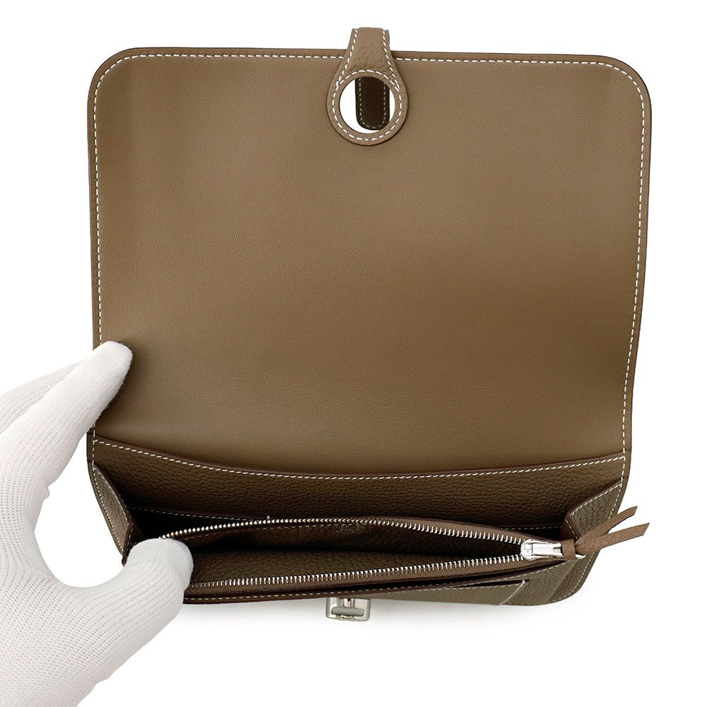 Hermes Wallet Dogon GM Duo Etoupe Silver Togo — view 6