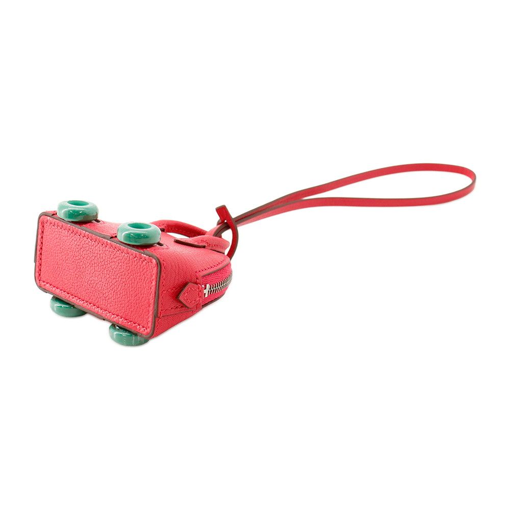 Hermes Bag Charm Bolide on Wheels Rose Vert Vertigo Silver Chevre Mysore — view 2
