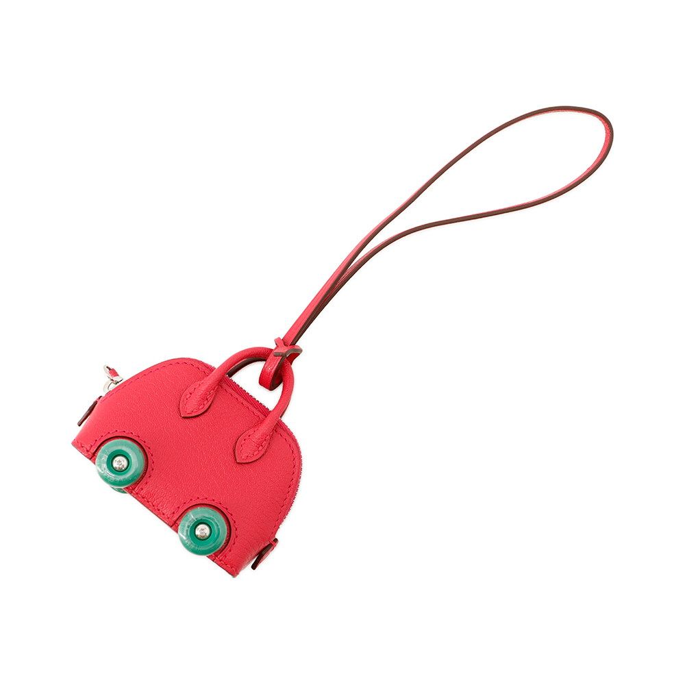 Hermes Bag Charm Bolide on Wheels Rose Vert Vertigo Silver Chevre Mysore