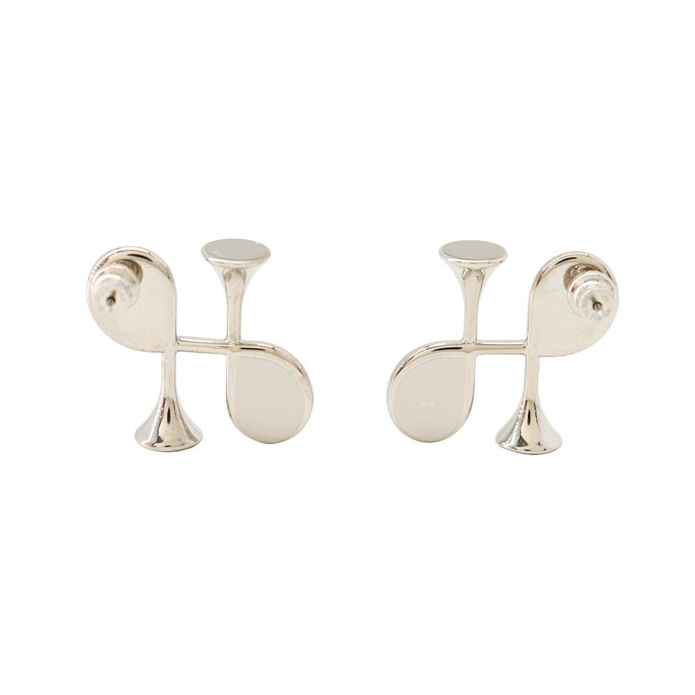 Hermes Earrings Col H Gray Silver Swift — view 3