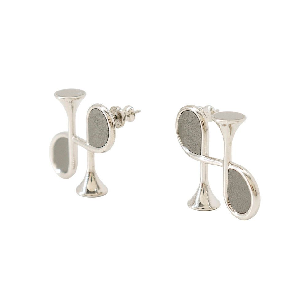 Hermes Earrings Col H Gray Silver Swift — view 2