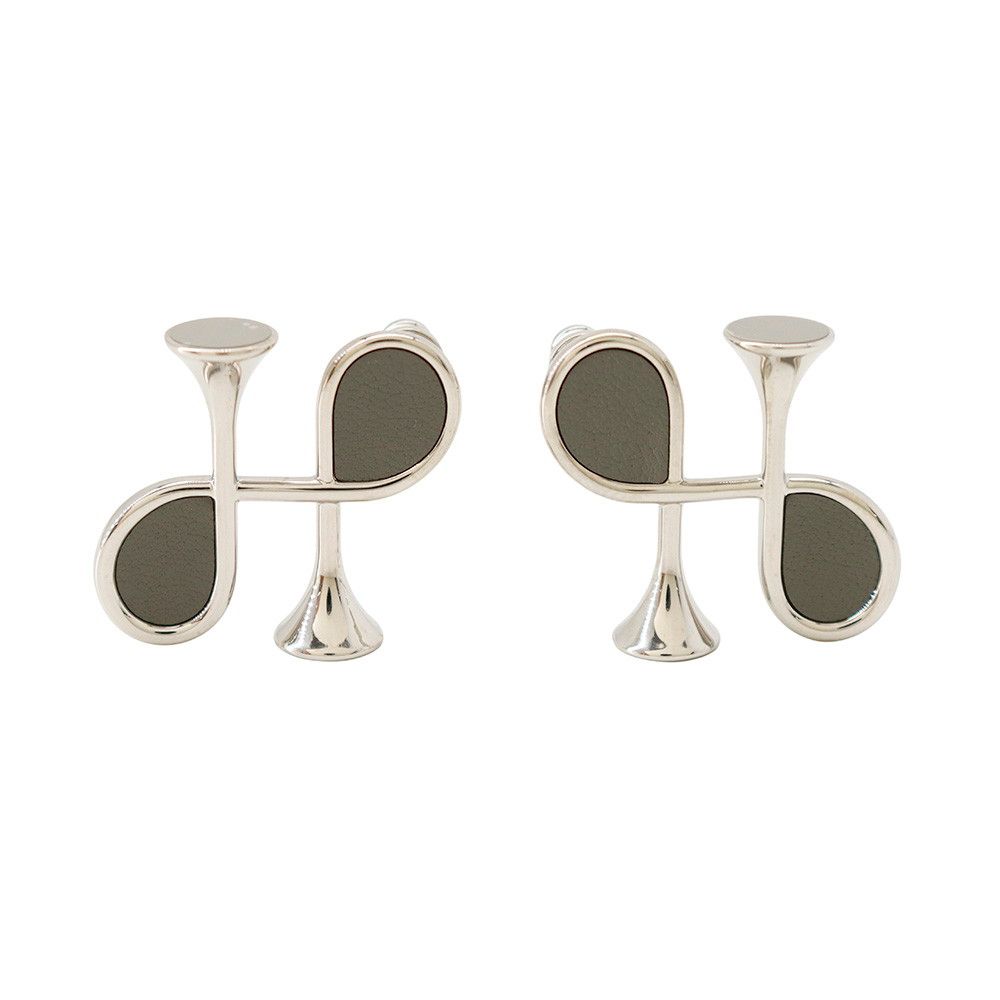 Hermes Earrings Col H Gray Silver Swift
