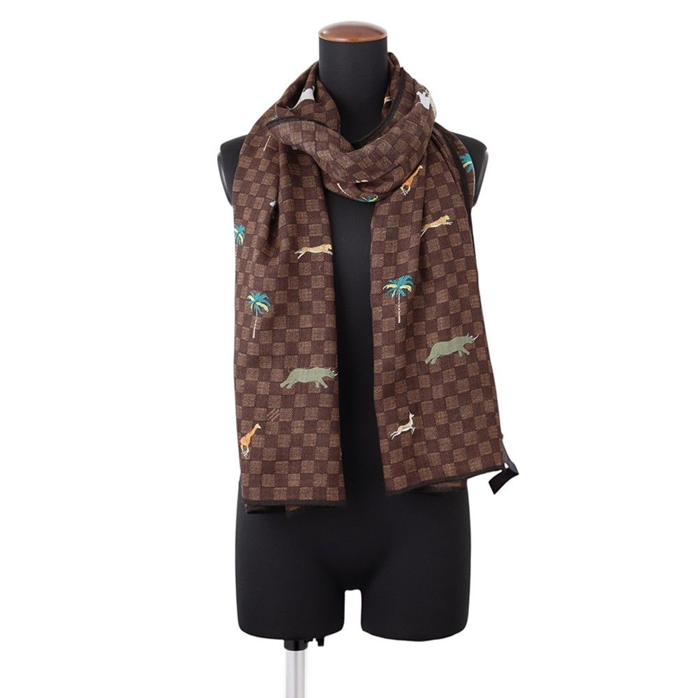 Louis Vuitton Shawl LV the Darjeeling Limited Damier Wool Scarf — view 3