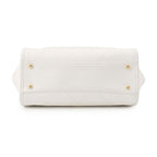 Chanel Chain Tote CC Logo Stitch Pocket CC Caviar Leather Shoulder Bag White — view 3