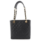 Chanel Tote Quilted CC Logo Black