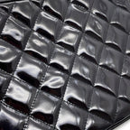 Chanel Chain Shoulder Bag Quilted CC Logo Patent Black — view 6