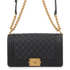 Chanel Chain Shoulder Bag Boy CC Logo Black