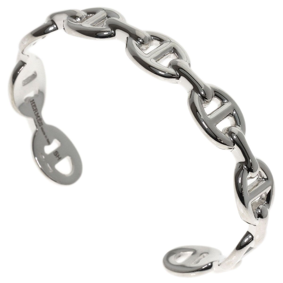 Hermes Chaine D'ancre Enchainee Bangle Bracelet Silver — view 2