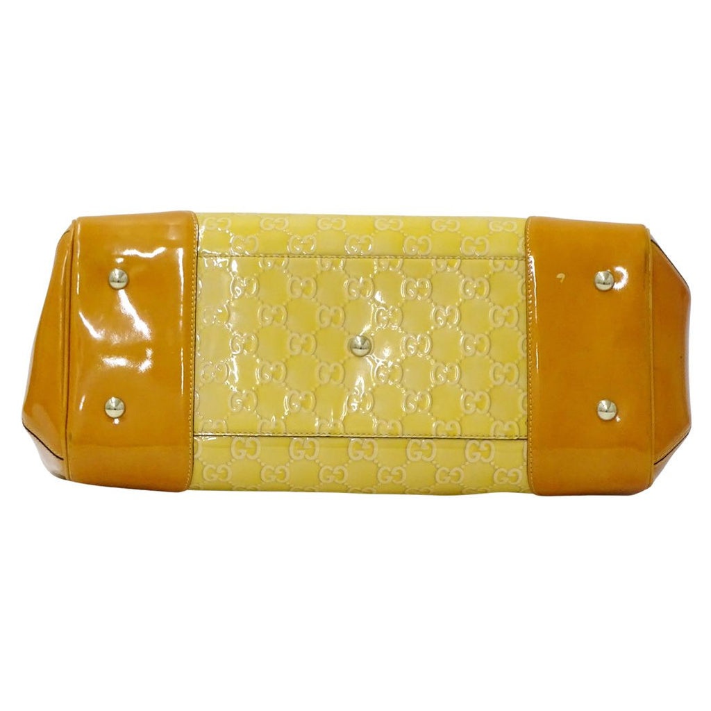 Gucci Mayfair GG Tote Patent Leather Beige Orange Yellow Ribbon Shoulder Bag — view 4