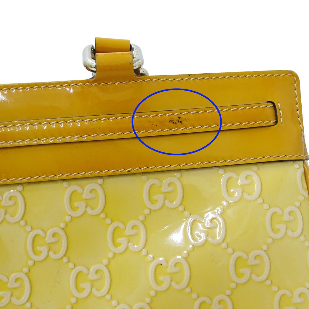 Gucci Mayfair GG Tote Patent Leather Beige Orange Yellow Ribbon Shoulder Bag — view 8