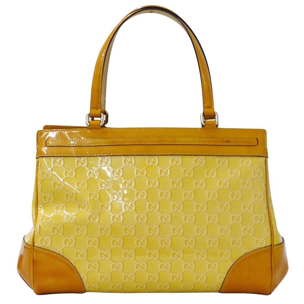 Gucci Mayfair GG Tote Patent Leather Beige Orange Yellow Ribbon Shoulder Bag — view 2