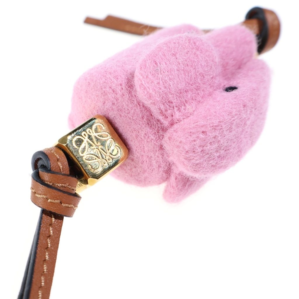 Loewe Bag Charm Strap Mascot Pink Leather Keychain — view 5