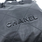 Chanel 22 Backpack Handbag CC Logo Lambskin Sawblack — view 6