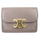 Celine Triomphe Card Case Business Charcoal Gray Leather