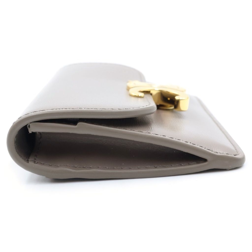Celine Triomphe Card Case Business Charcoal Gray Leather — view 3