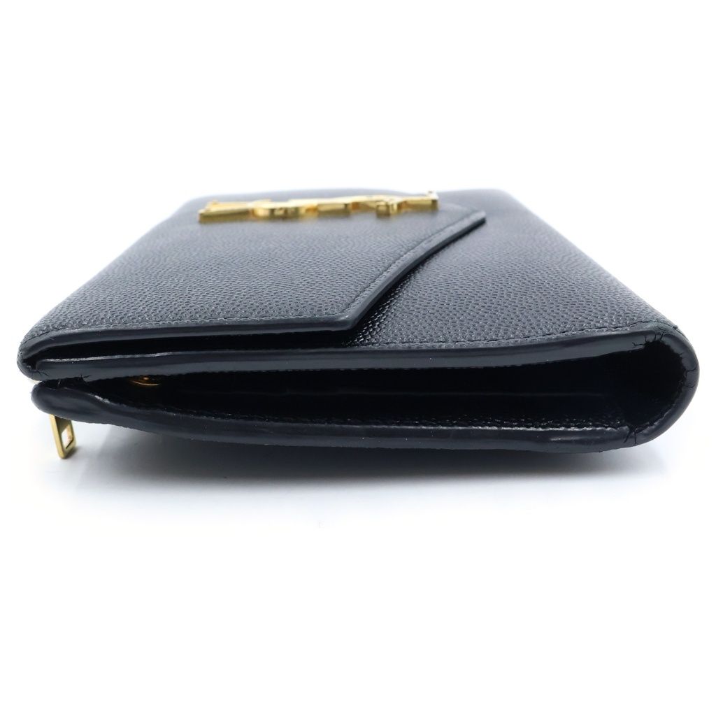 Saint Laurent Rive Gauche Logo Wallet Bifold Card Case Black Gold — view 3