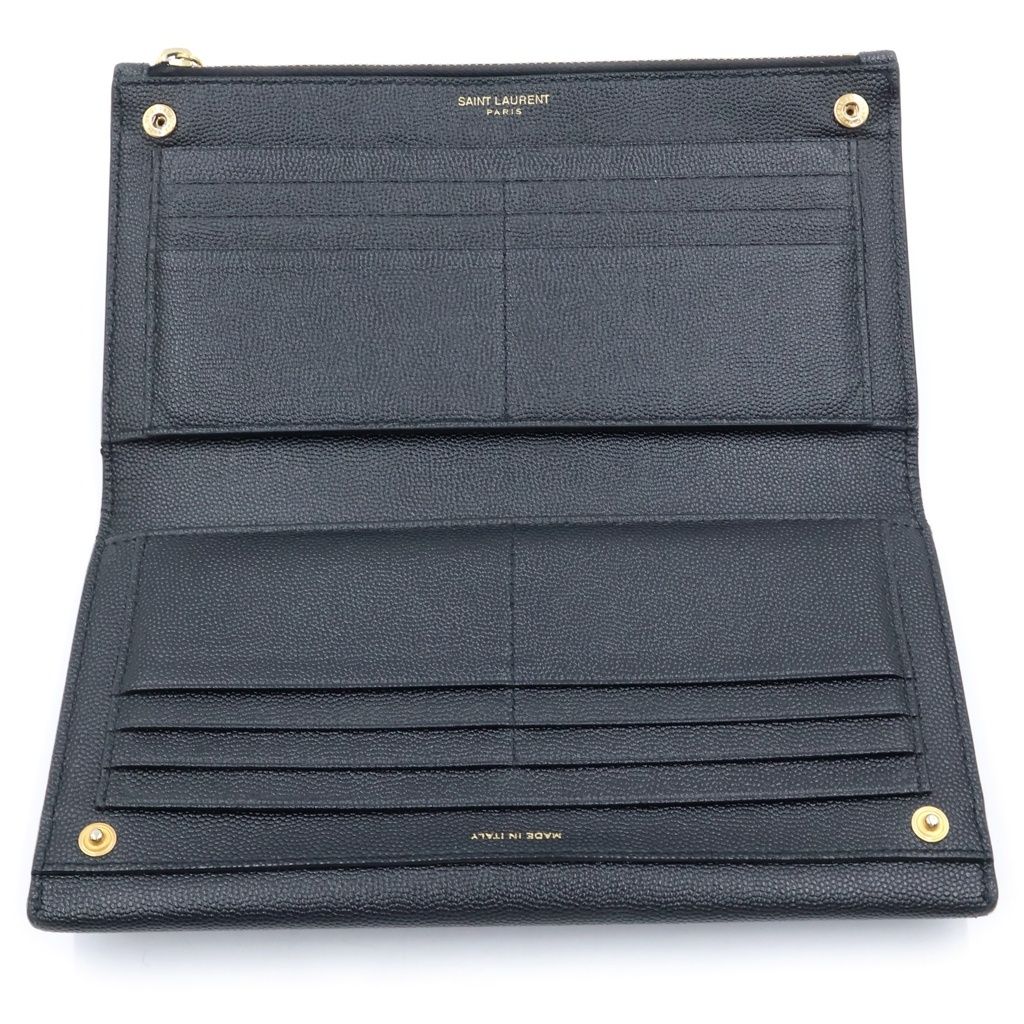 Saint Laurent Rive Gauche Logo Wallet Bifold Card Case Black Gold — view 4