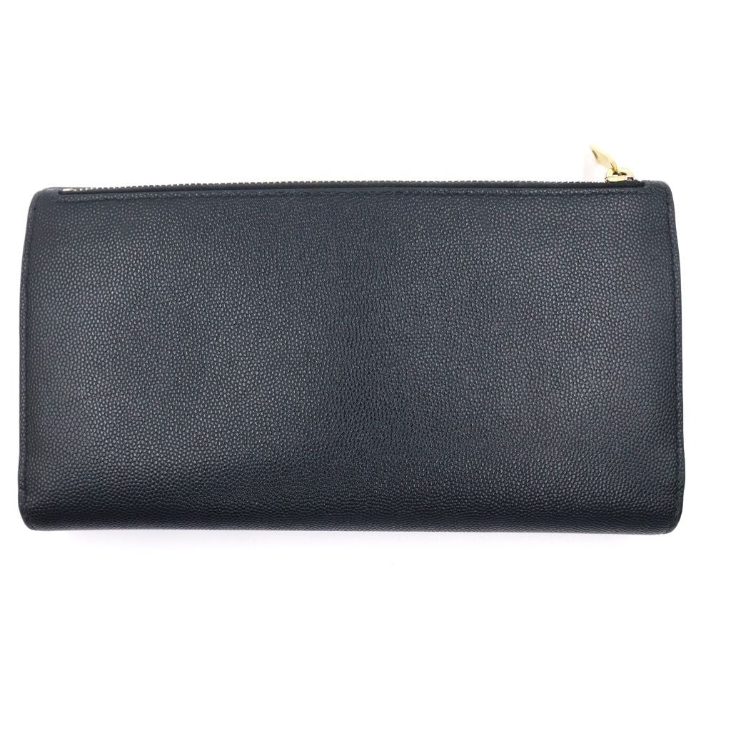Saint Laurent Rive Gauche Logo Wallet Bifold Card Case Black Gold — view 2