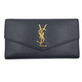 Saint Laurent Rive Gauche Logo Wallet Bifold Card Case Black Gold