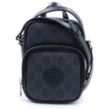 Gucci Interlocking G Mini Shoulder Bag Black Leather Silver
