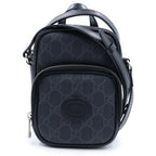 Gucci Interlocking G Mini Shoulder Bag Black Leather Silver
