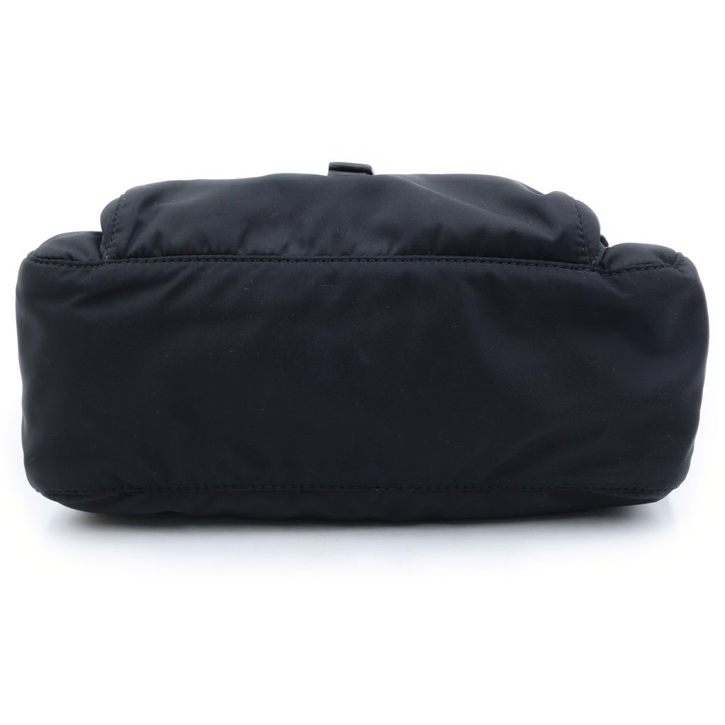Prada Re-Nylon Triangle Logo Shoulder Bag Black Tessuto Pouch Silver — view 4
