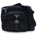 Prada Re-Nylon Triangle Logo Shoulder Bag Black Tessuto Pouch Silver
