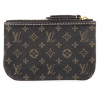 Louis Vuitton Monogram Mini Lin Pochette Cles Charm Case Pouch Brown Canvas