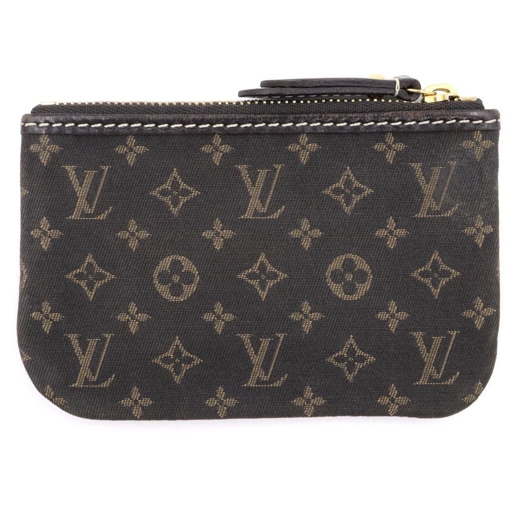 Louis Vuitton Monogram Mini Lin Pochette Cles Charm Case Pouch Brown Canvas