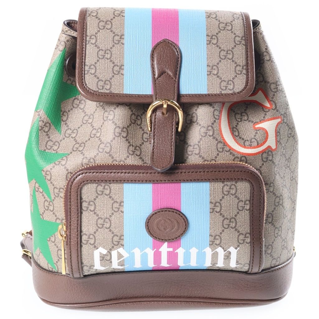 Gucci Backpack GG Supreme Interlocking G Canvas Leather Beige Brown