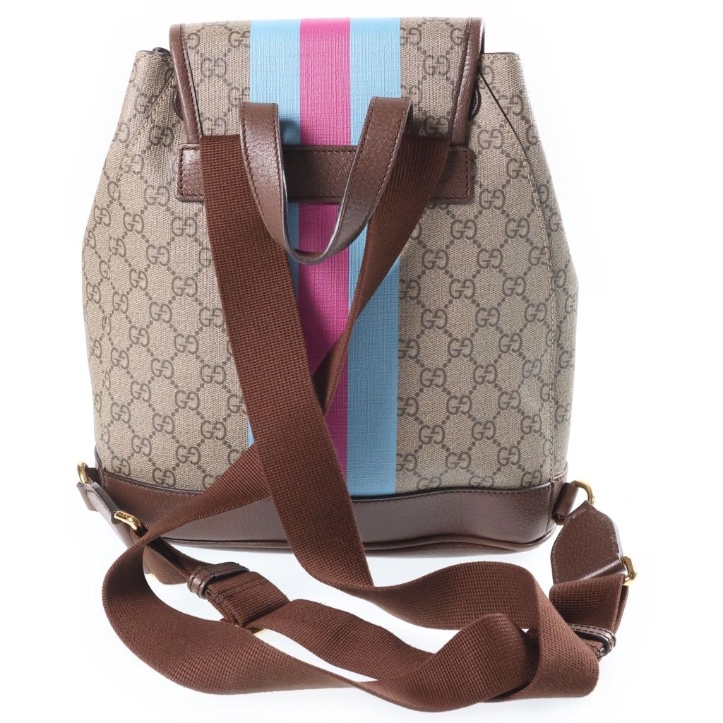 Gucci Backpack GG Supreme Interlocking G Canvas Leather Beige Brown — view 2