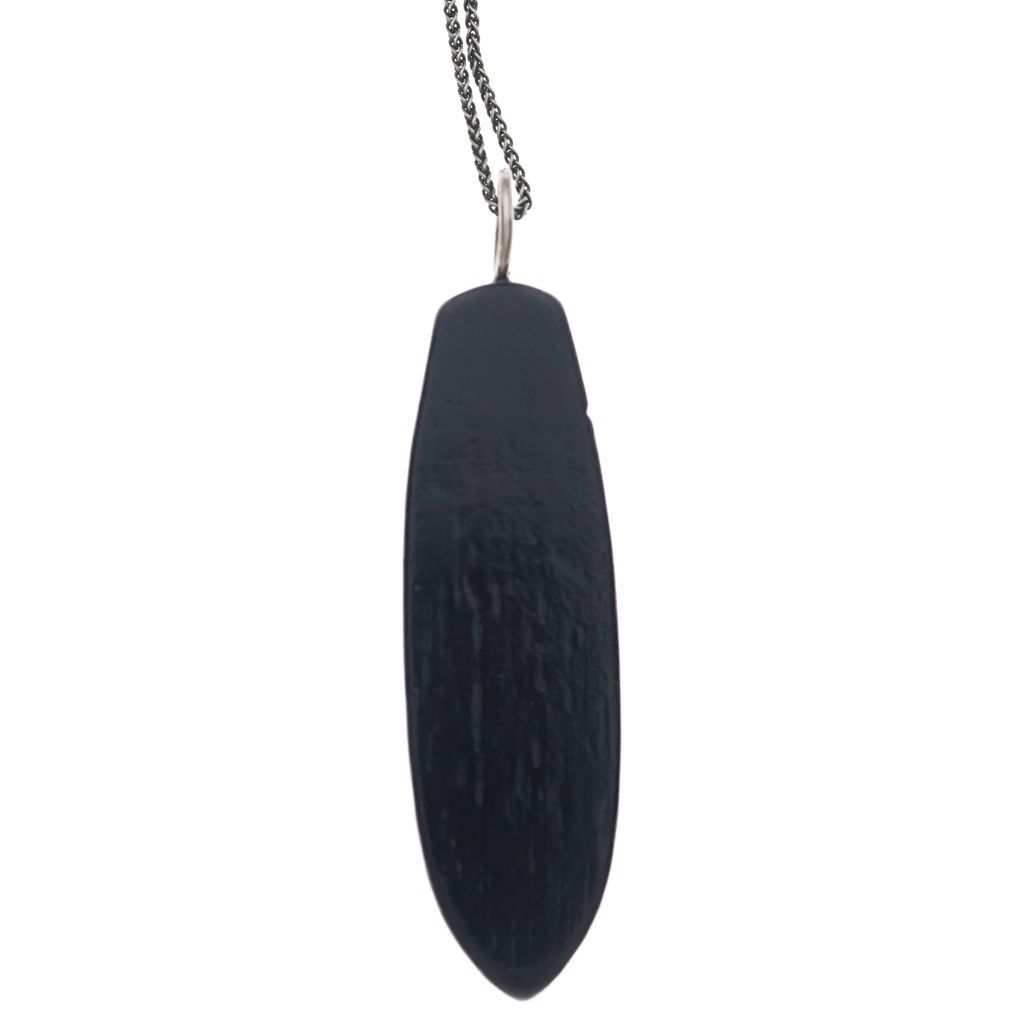 Saint Laurent Paris Wood Surfboard Pendant Black Silver Necklace — view 3