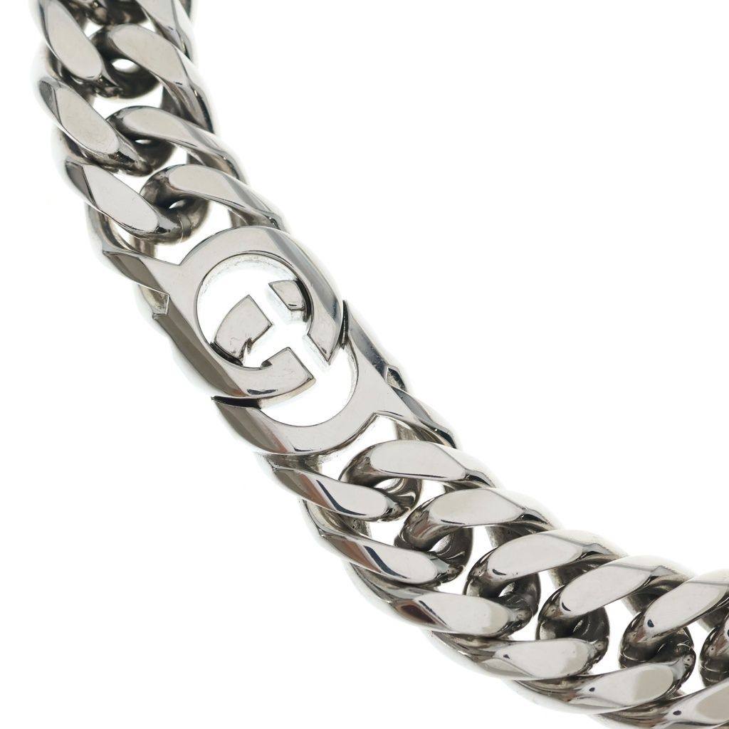 Gucci Interlocking G Cuban Link Chain Necklace Silver