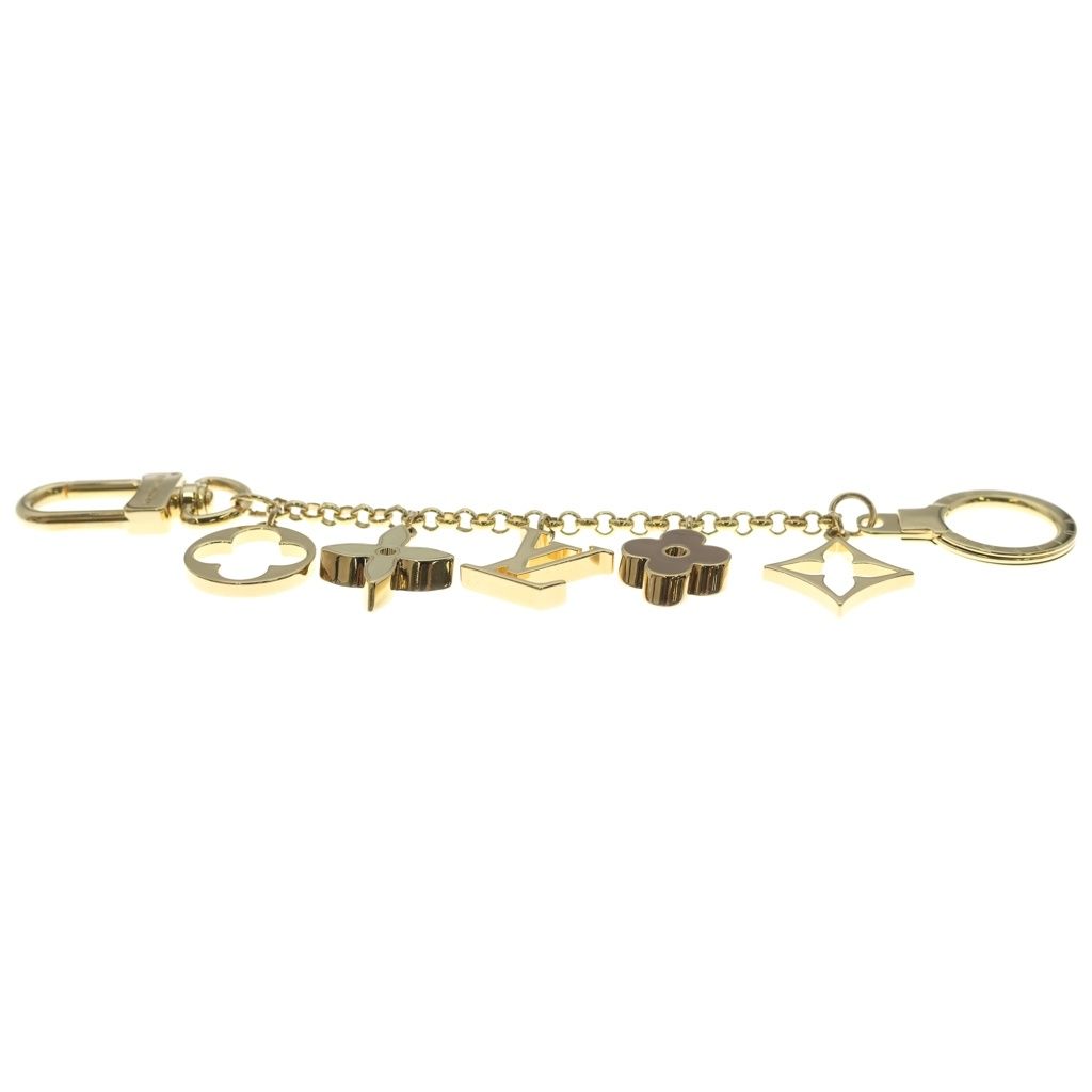 Louis Vuitton Fleur de Monogram Bag Charm Key Ring Key Holder Gold Keychain — view 4
