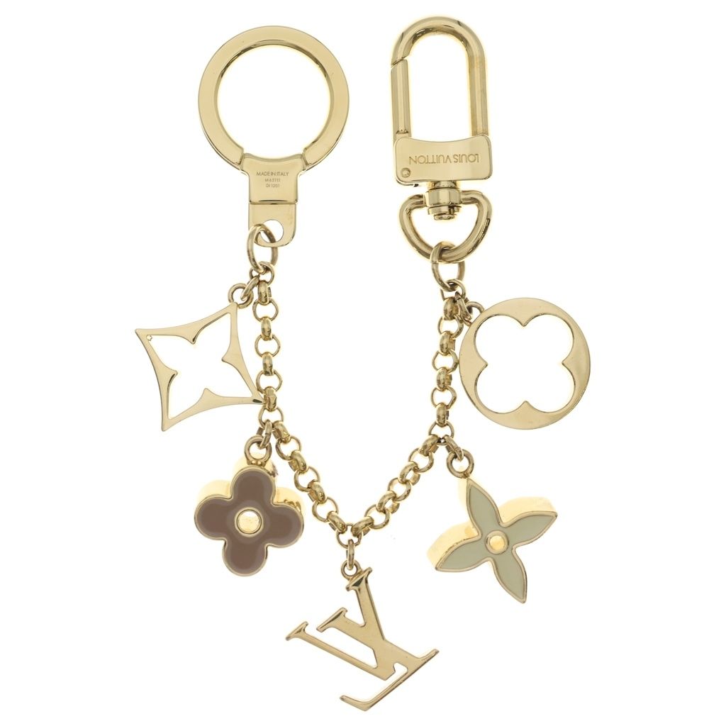 Louis Vuitton Fleur de Monogram Bag Charm Key Ring Key Holder Gold Keychain — view 2