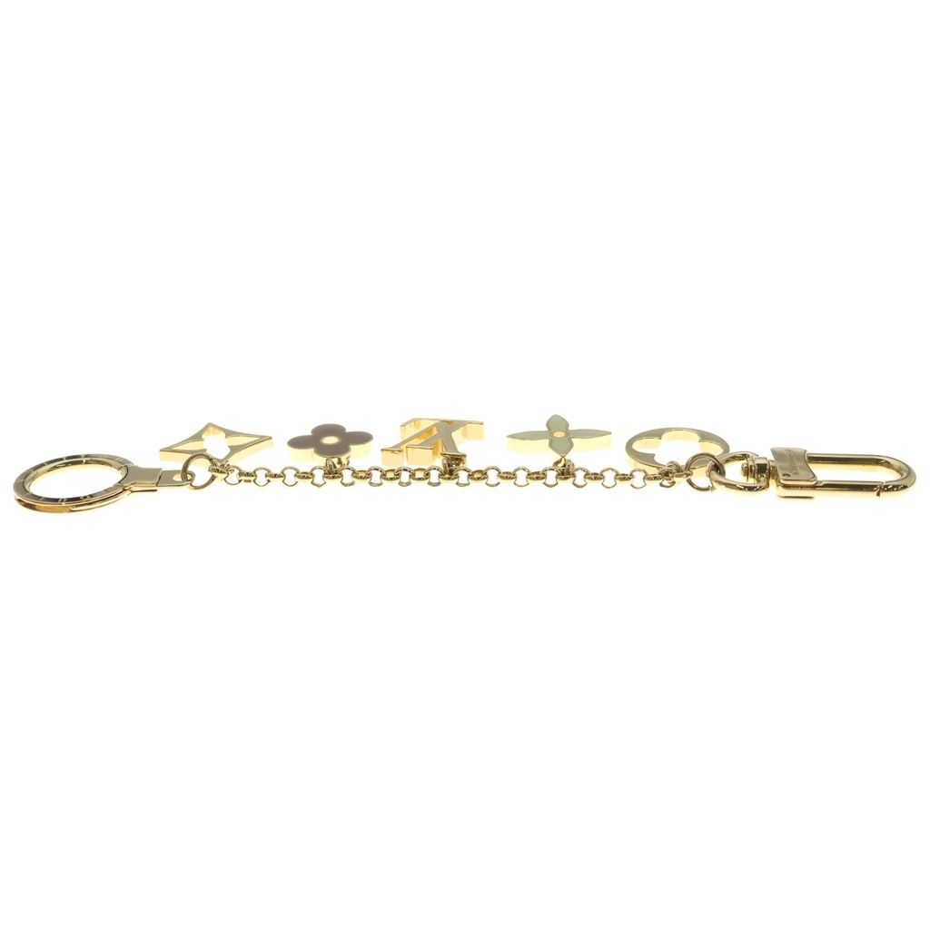 Louis Vuitton Fleur de Monogram Bag Charm Key Ring Key Holder Gold Keychain — view 3