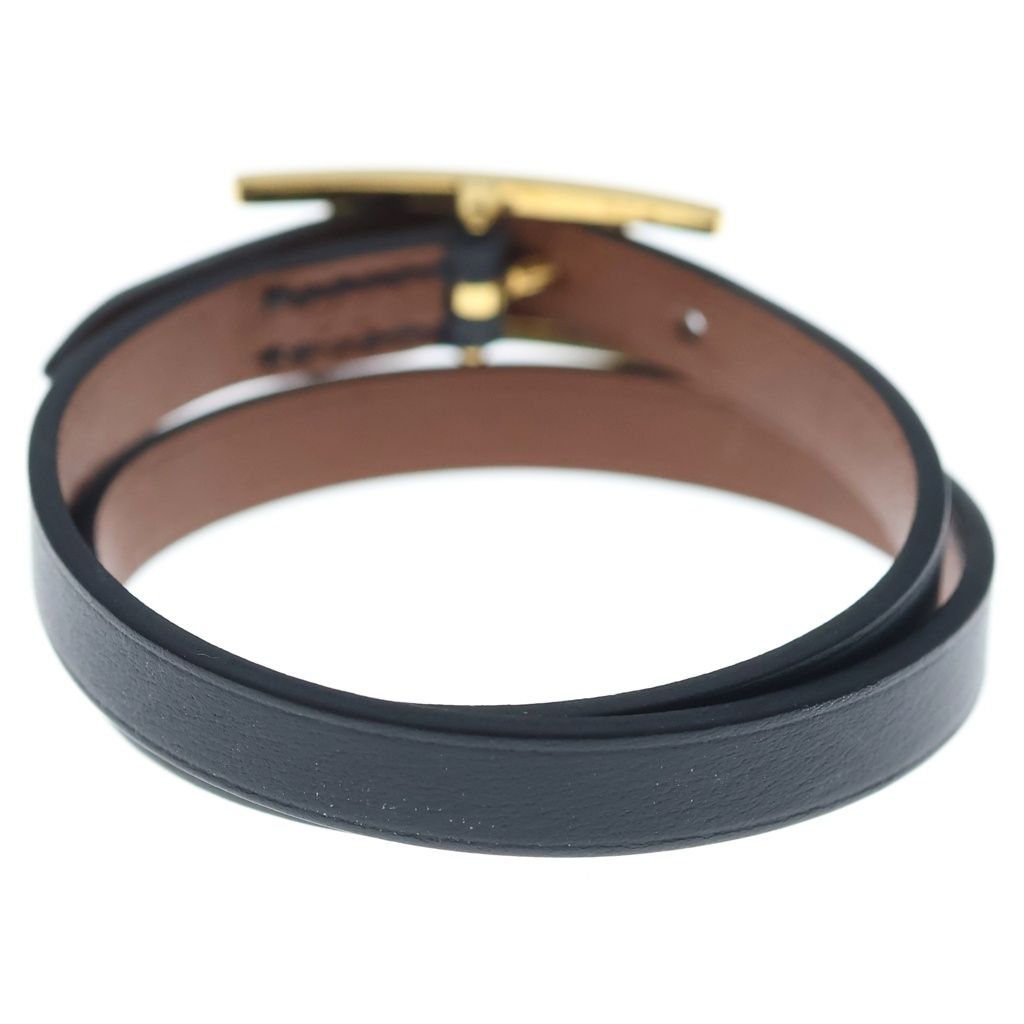 Hermes Bracelet Behapi Double Tour Leather Black Gold — view 2