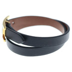 Hermes Bracelet Behapi Double Tour Leather Black Gold — view 4