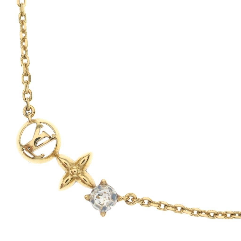 Louis Vuitton Collier Petit Pendant Chain Gold Rhinestone Necklace