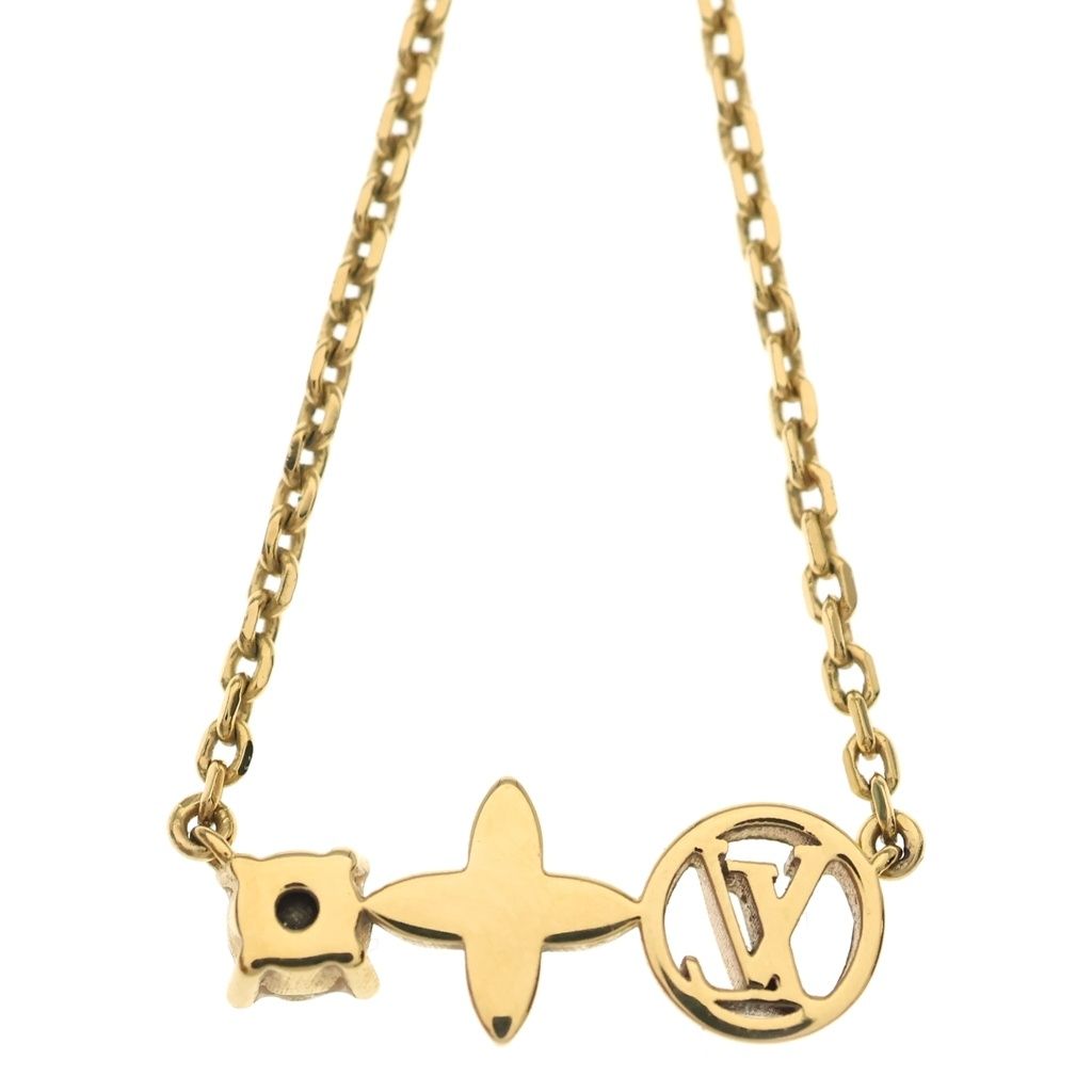 Louis Vuitton Collier Petit Pendant Chain Gold Rhinestone Necklace — view 3