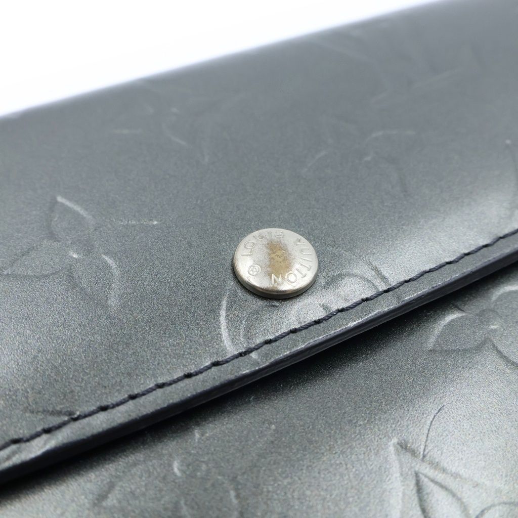 Louis Vuitton Monogram Matte Portefeuille Sarah Wallet Card Case Metallic Gray — view 6