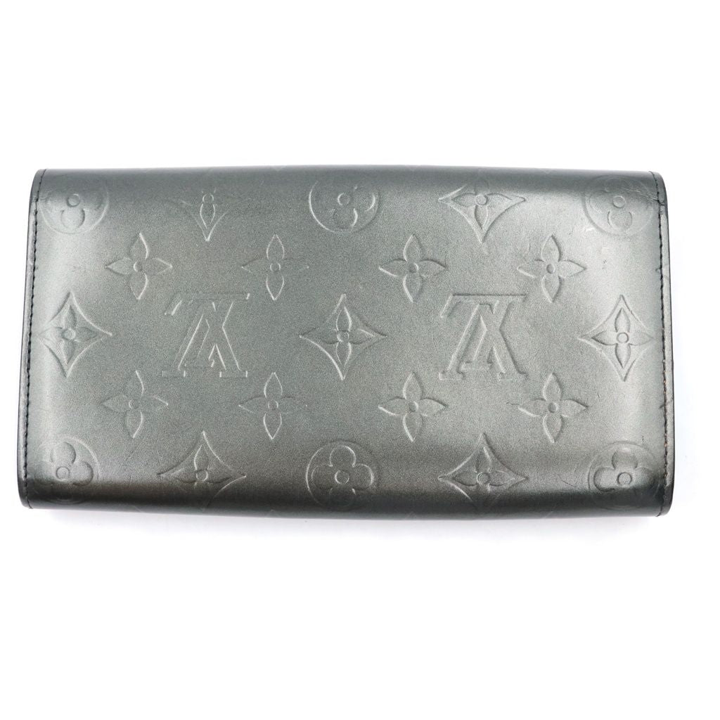 Louis Vuitton Monogram Matte Portefeuille Sarah Wallet Card Case Metallic Gray — view 2