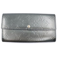 Louis Vuitton Monogram Matte Portefeuille Sarah Wallet Card Case Metallic Gray