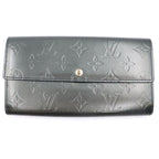 Louis Vuitton Monogram Matte Portefeuille Sarah Wallet Card Case Metallic Gray